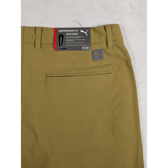 Puma Golf Mens Performance Fit Stretch Flat Front Casual Chino Pants 33x32 Khaki - Picture 8 of 12